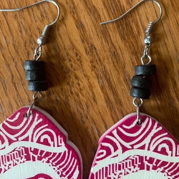 Pierced Earrings Exaggerated Fishhook Wood Lightweight Earrings Exotic Woman - Picture 3 of 6